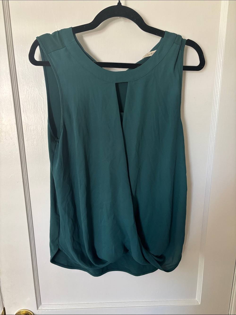Sleeveless Teal Draped Front Top - 41 Hawthorn